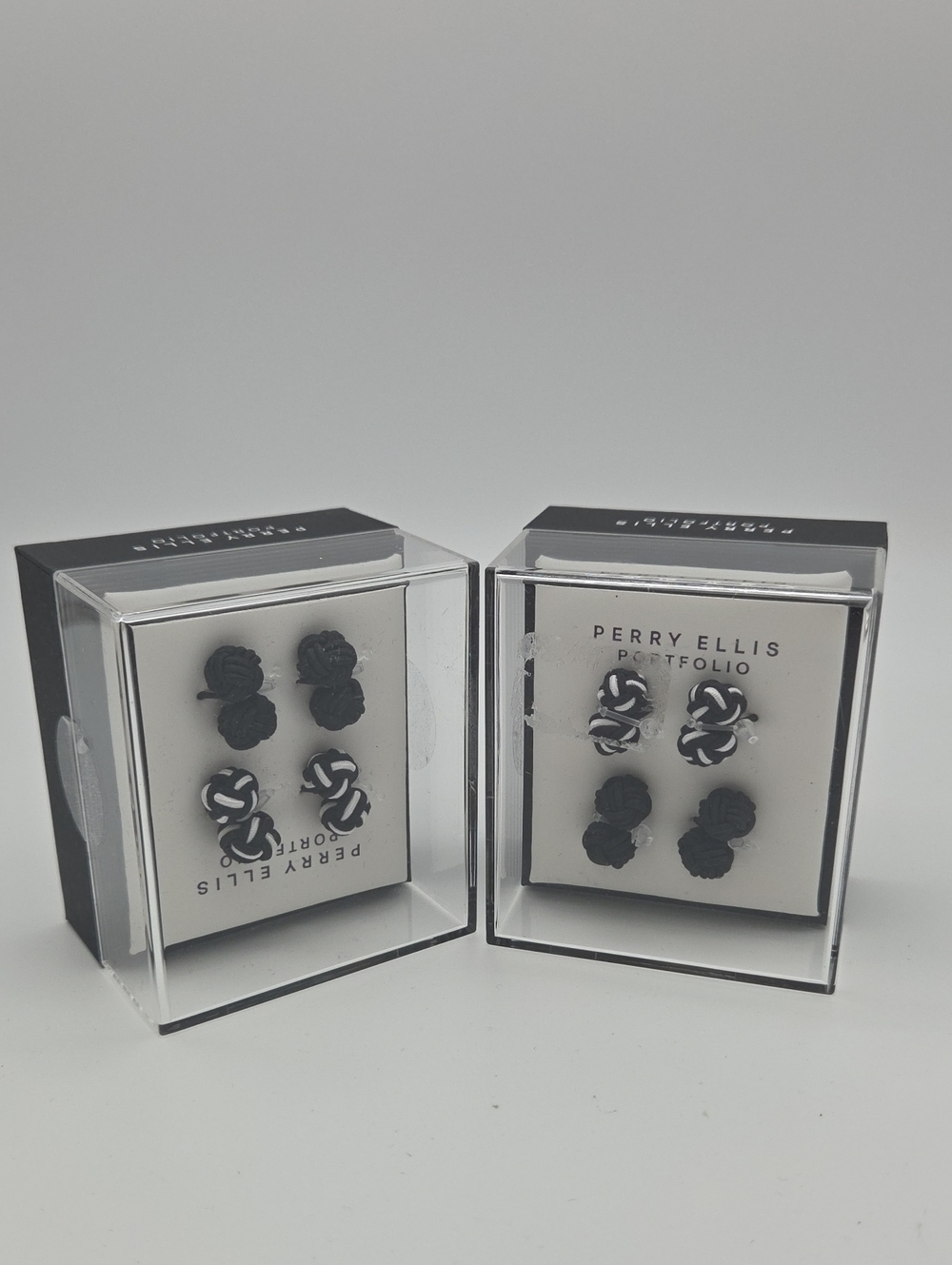 2x1 Perry Ellis Portfolio Mens Silk Knot Cufflinks Black 001